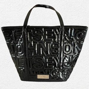Betsey Johnson Quilted Black Patent Tote Bag